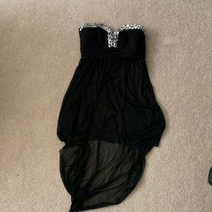 Black High-Low Dress with Silver Sequins - Prom